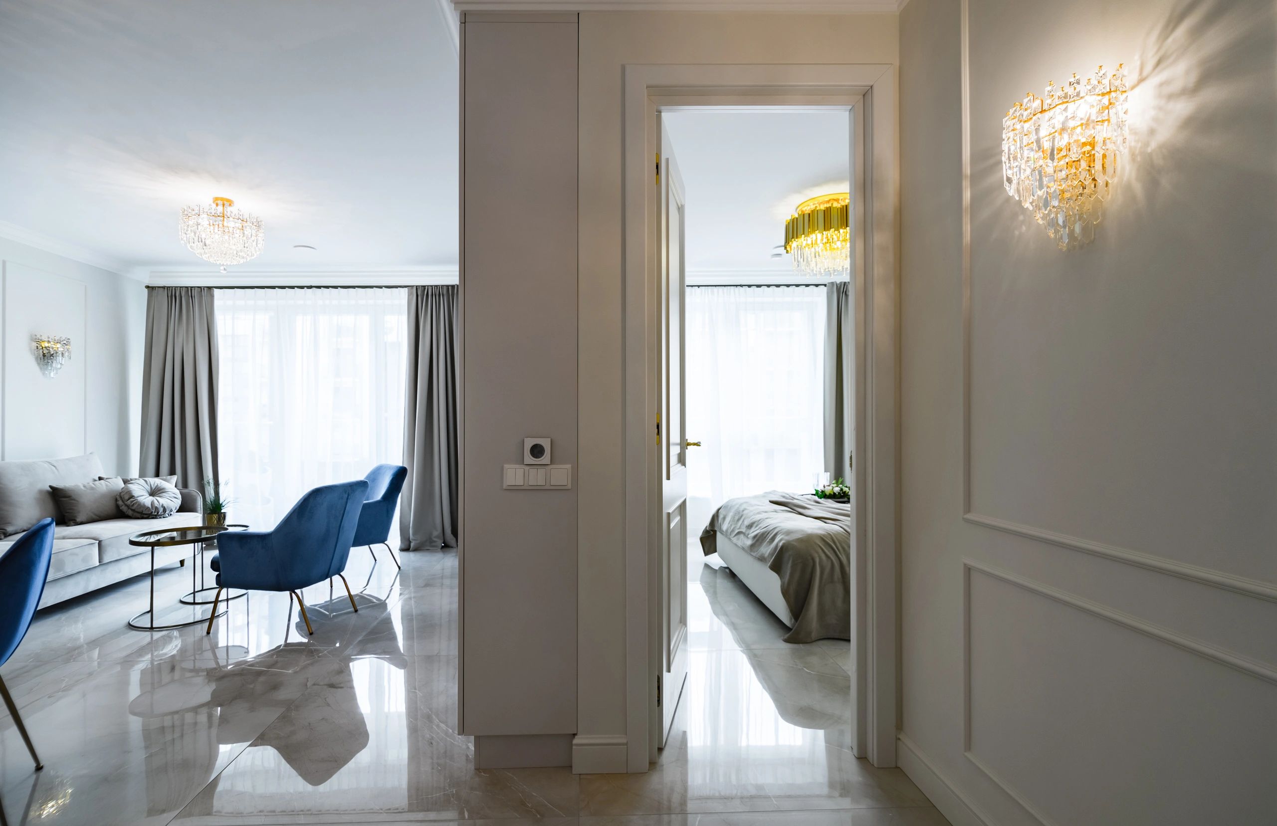 Bright, comfortable home interior during summer